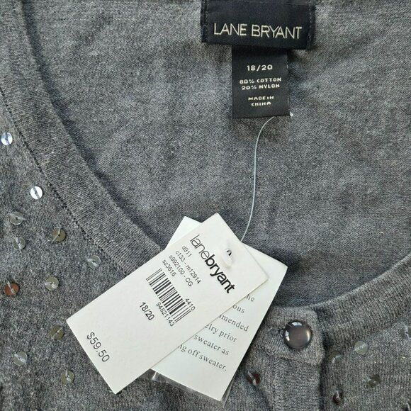 Lane Bryant NWT 18/20 button up top sweater with sequins plus size Gray - Picture 3 of 12